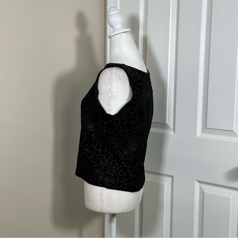 Vintage Another Tyme Velvet Floral Sleeveless Blouse size Large - Picture 7 of 8